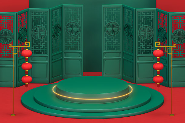 中国装饰背景，繁荣元素，3d渲染。图片下载