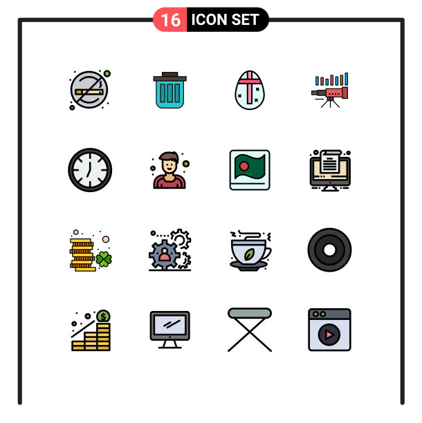 可编辑线包16简单的平面颜色填充图片下载