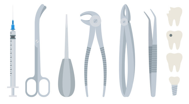 牙科工具的平面设计图片下载