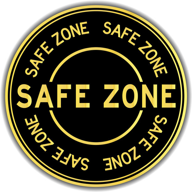 黑色和金色圆形贴纸字安全图片下载