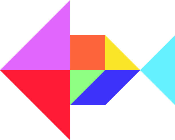 颜色七巧板在鱼的形状在白色图片下载