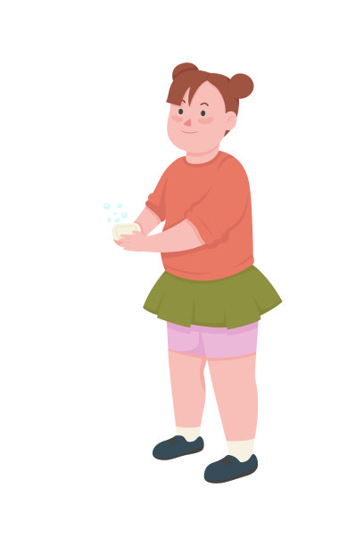 女孩洗手平面颜色矢量无面字符图片下载