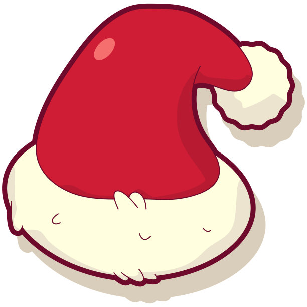 圣诞老人帽矢量卡通插图孤立在一个白色的背景。图片下载