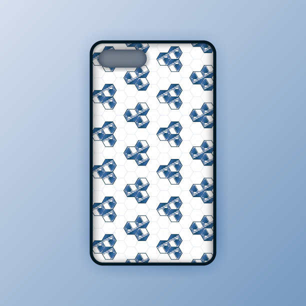灰色手机模型模板。抽象插图的几何和六边形无缝设计。智能手机屏幕模型设计。可用于市场营销、广告、社交媒体、印刷图片下载