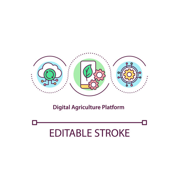 数字农业平台概念图标图片下载