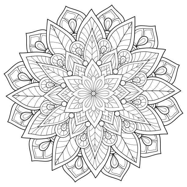 成人涂色书册上一幅禅宗曼荼罗的图像图片下载