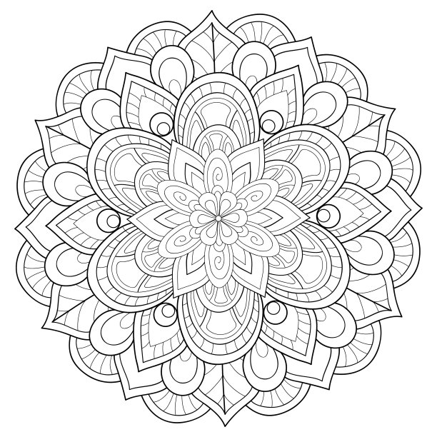 成人涂色书册上一幅禅宗曼荼罗的图像图片下载