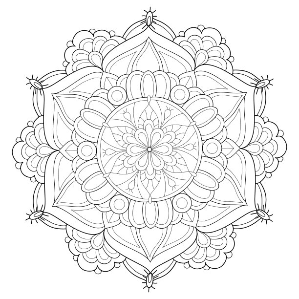 成人涂色书册上一幅禅宗曼荼罗的图像图片下载