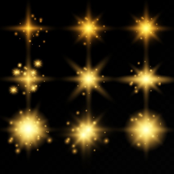 一组黄色发光的光爆炸图片下载