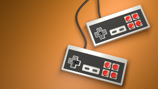 复古电脑游戏控制杆上的橙色背景图片下载