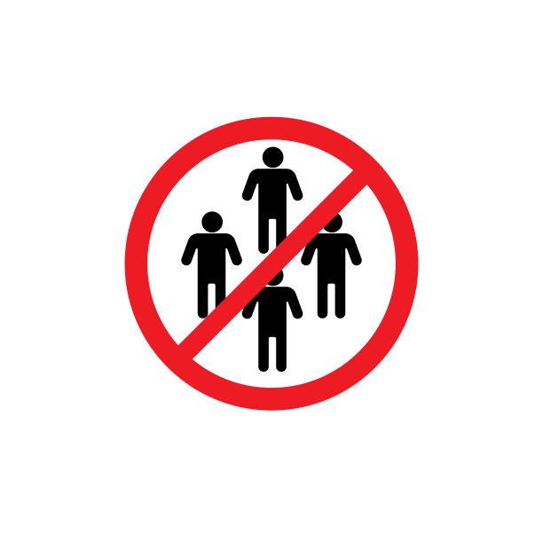 矢量保持你的距离人群在红色交叉圈隔离在白色背景上图片下载