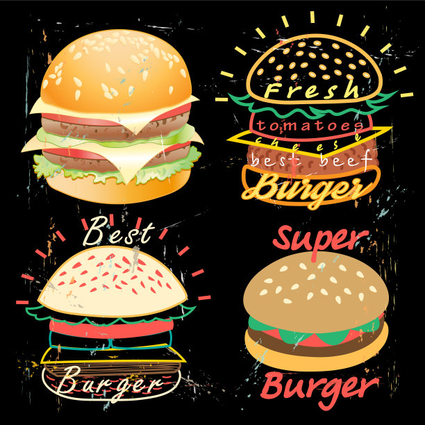 美味的汉堡食物菜单图片下载