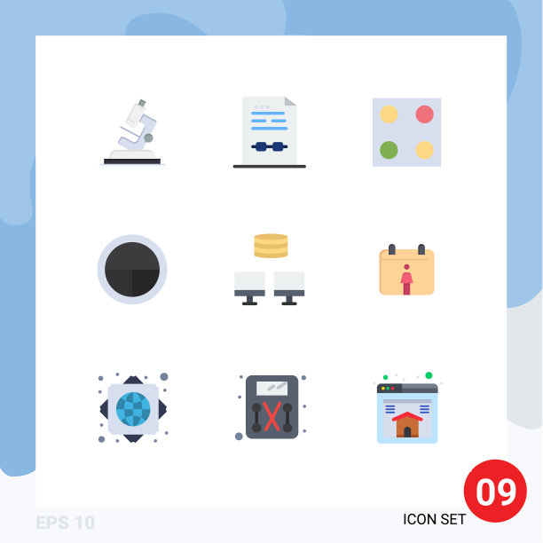 移动界面平面颜色设置9个象形图图片下载