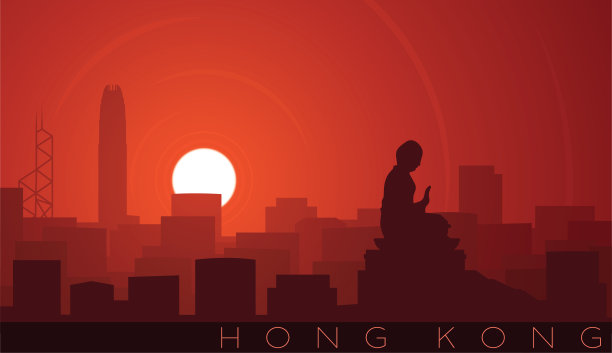 香港低太阳天际线景观图片下载