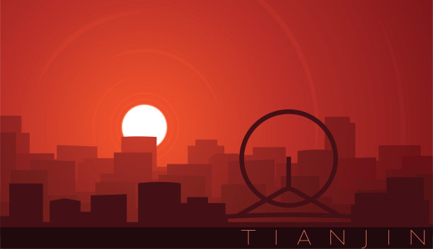 天津低阳天际线景色图片下载