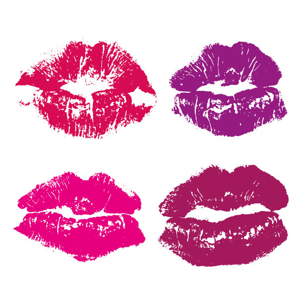 设定印吻粉红唇孤立在白色图片下载