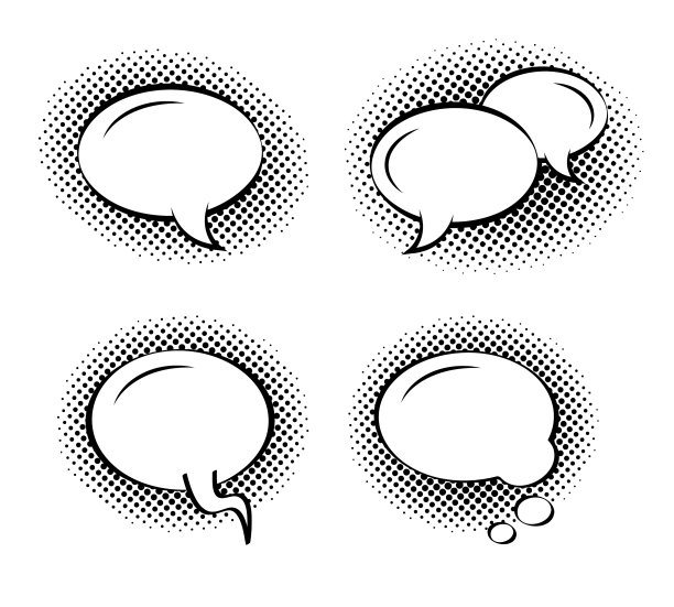 在波普艺术风格中设置干净的圆形演讲泡泡图片下载