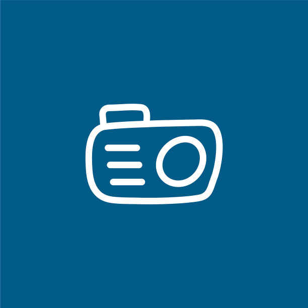 相机线图标在蓝色背景蓝色平图片下载