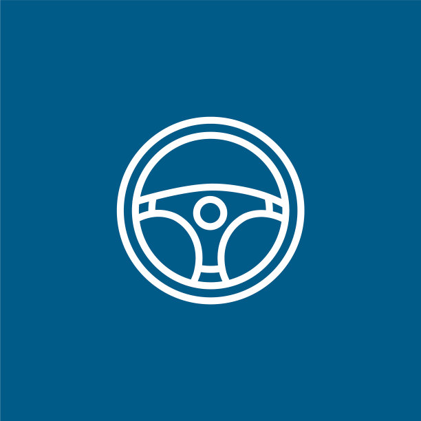 汽车方向盘线图标上的蓝色背景图片下载