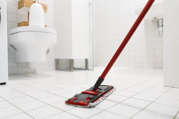 浴室地板上的拖把图片下载