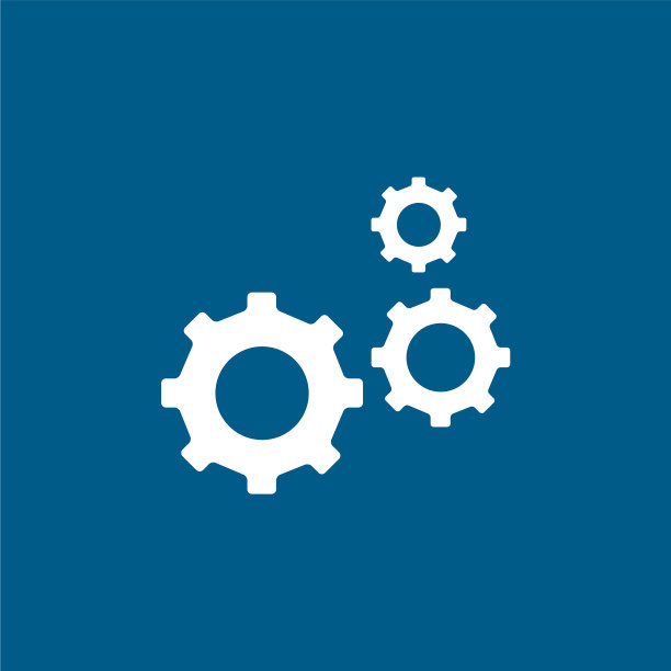 齿轮图标上的蓝色背景蓝色平风格图片下载