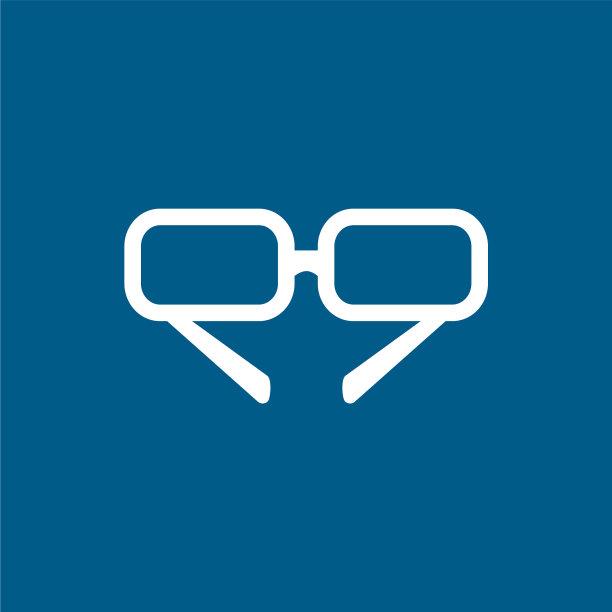眼镜图标上的蓝色背景蓝色平风格图片下载