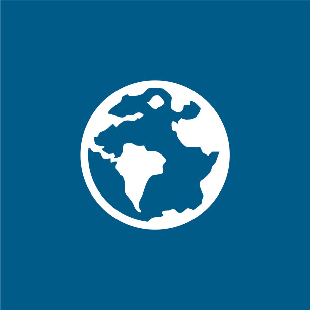 地球仪图标上的蓝色背景蓝色平风格图片下载