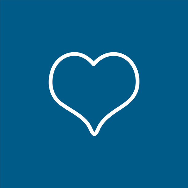 心形线图标上的蓝色背景蓝色平风格图片下载