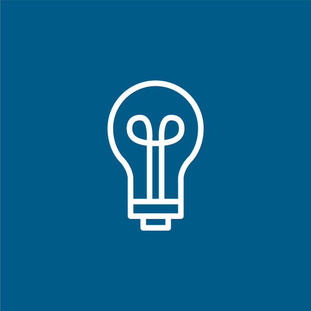 灯泡线图标在蓝色背景蓝色平坦图片下载