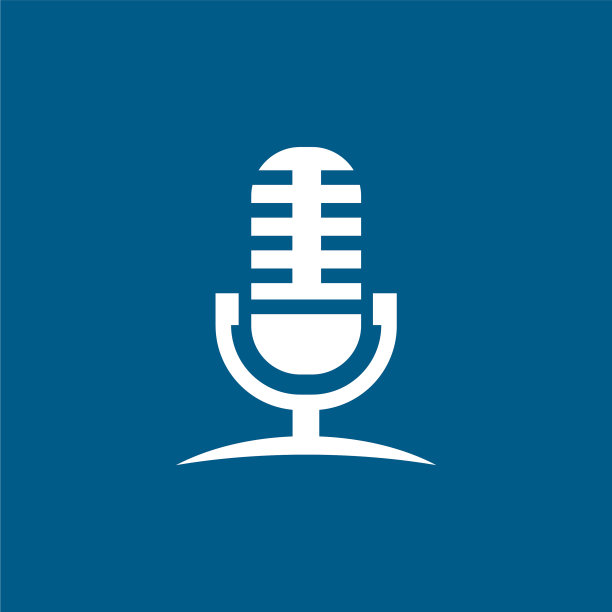 麦克风图标上的蓝色背景蓝色平板风格图片下载