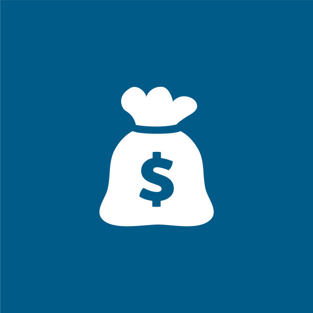 钱袋图标上的蓝色背景蓝色平风格图片下载