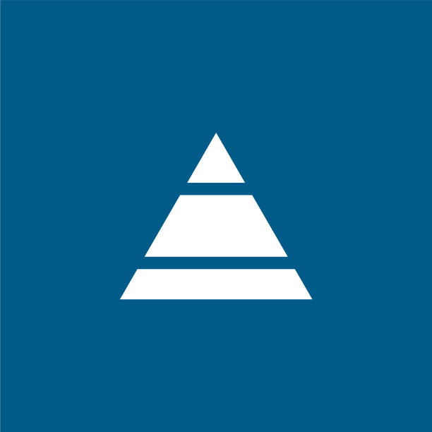 金字塔图标上的蓝色背景蓝色平风格图片下载