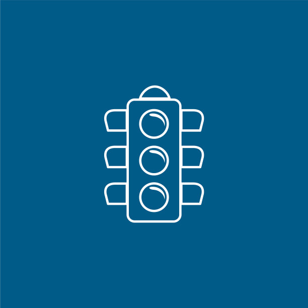 蓝色背景上的交通灯信号线图标图片下载