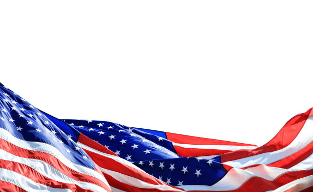 在白色背景上挥舞着美国国旗图片下载