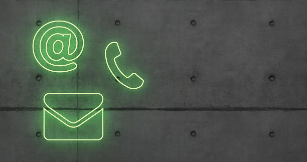 抽象的接触图标作为霓虹灯在背景- 3D插图图片下载