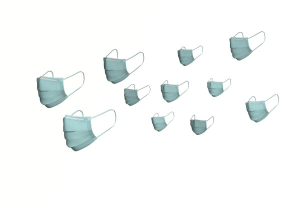 多个飞行外科口罩在一个白色的背景图片下载