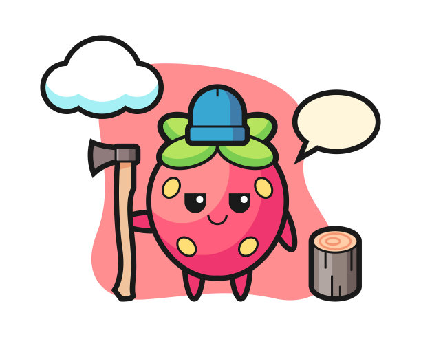 草莓卡通作为一个樵夫图片下载