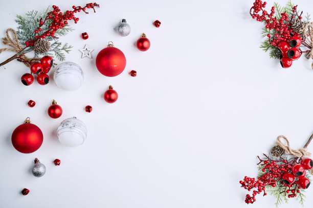 圣诞组成。平的。副本的空间。横幅背景图片下载