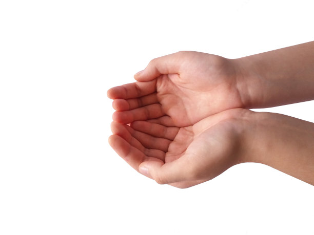 白底上空开的双手孤立。两个手掌。图片下载