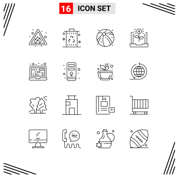 在网格上设置16个大纲来编码财务图片下载