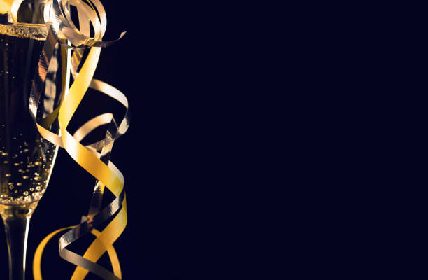 蓝色背景的喜庆香槟杯图片下载