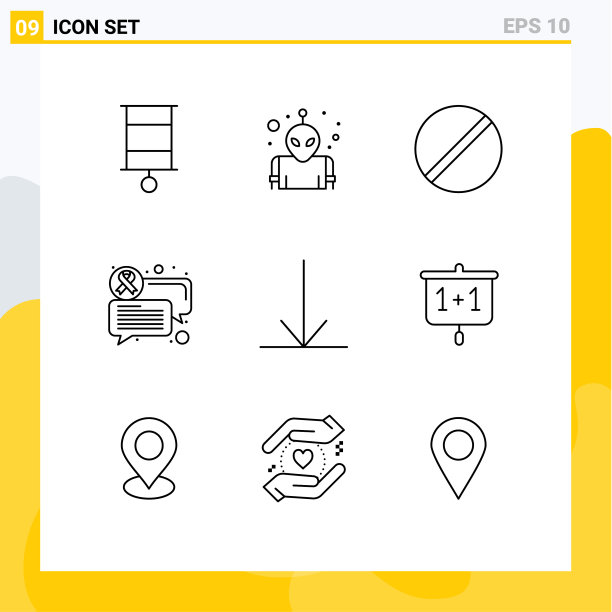 包9个现代轮廓标志和符号图片下载