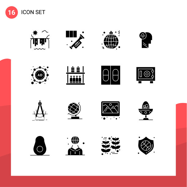 设置16个现代UI图标符号符号图片下载