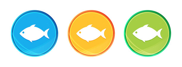 鱼图标清洁软圆形按钮设置插图图片下载