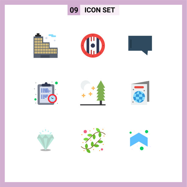 可编辑线包9个简单的平面颜色图片下载