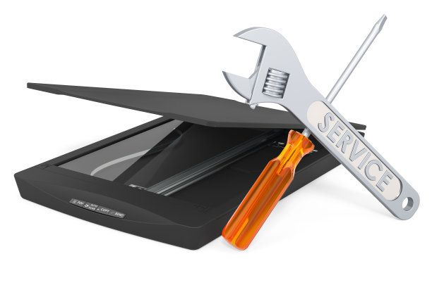 扫描仪的服务和维修，3D渲染隔离在白色背景图片下载