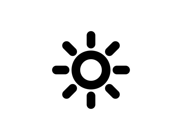 太阳矢量图标：晴朗天气黑色高亮度符号图片下载
