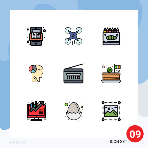 9主题填充线平色和可编辑图片下载