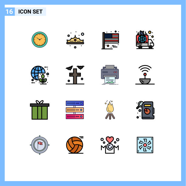 可编辑线包16简单的平面颜色填充图片下载