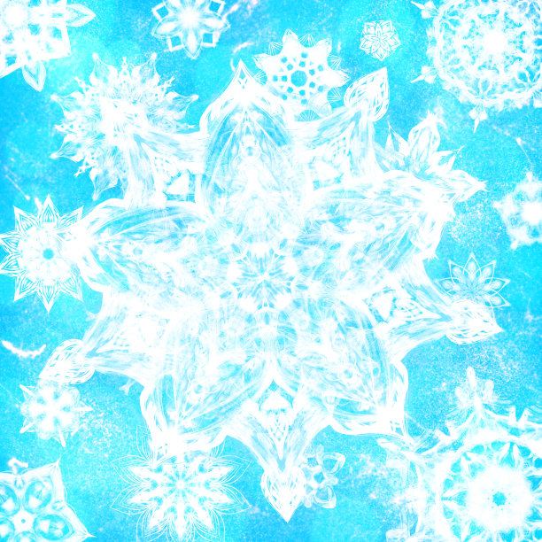 冬季冷蓝色图案，花箔圆与传统元素图片下载